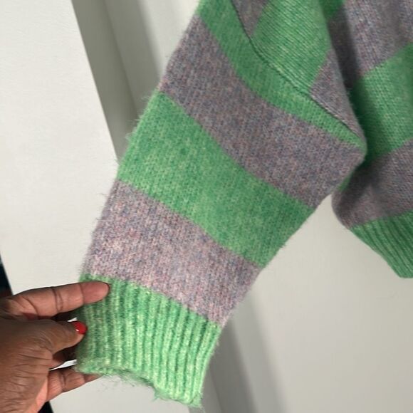 Nordstrom TopShop Cropped Oversized Striped Sweater 0-2 - Picture 5 of 8